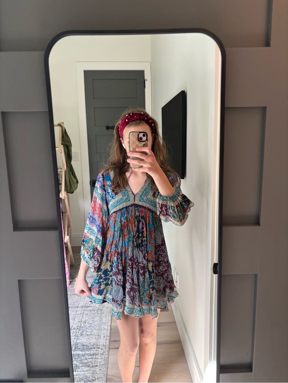 Tularosa Multicolor Boho Patchwork V-Neck Tunic